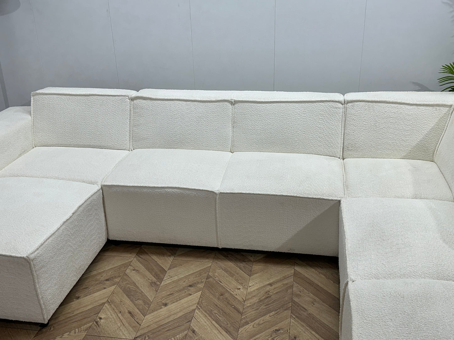 Witte Bouclé Stoffen U Bank ~ Vaste Kussens