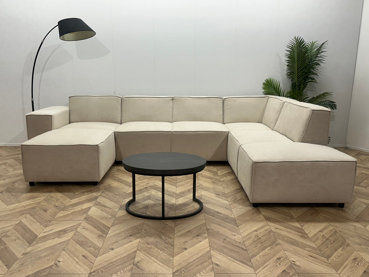 !Showroommodel! Crème Suede Stoffen U Bank
