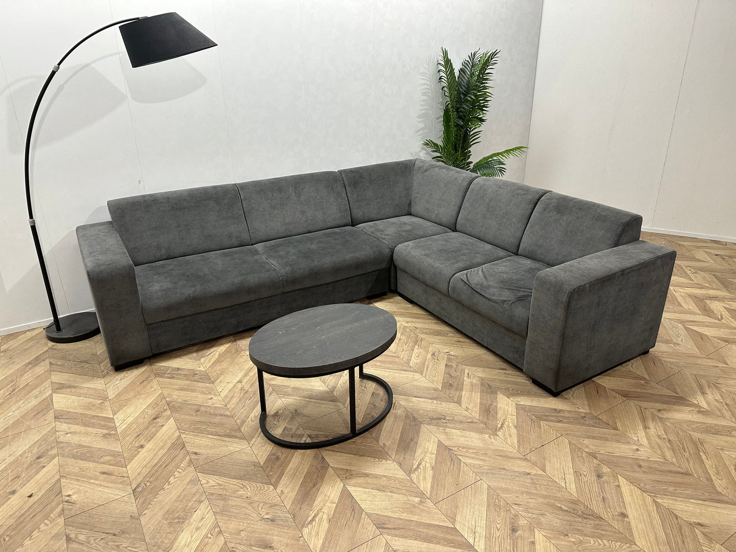 !Showroommodel! Antraciet Velvet Hoekbank