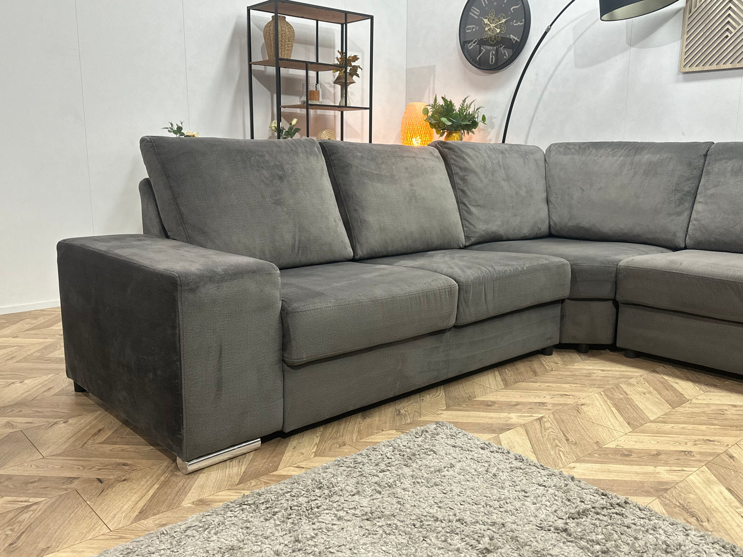 Antraciet Velvet U Bank ~ Losse Rugkussens Met Afneembare Hoezen