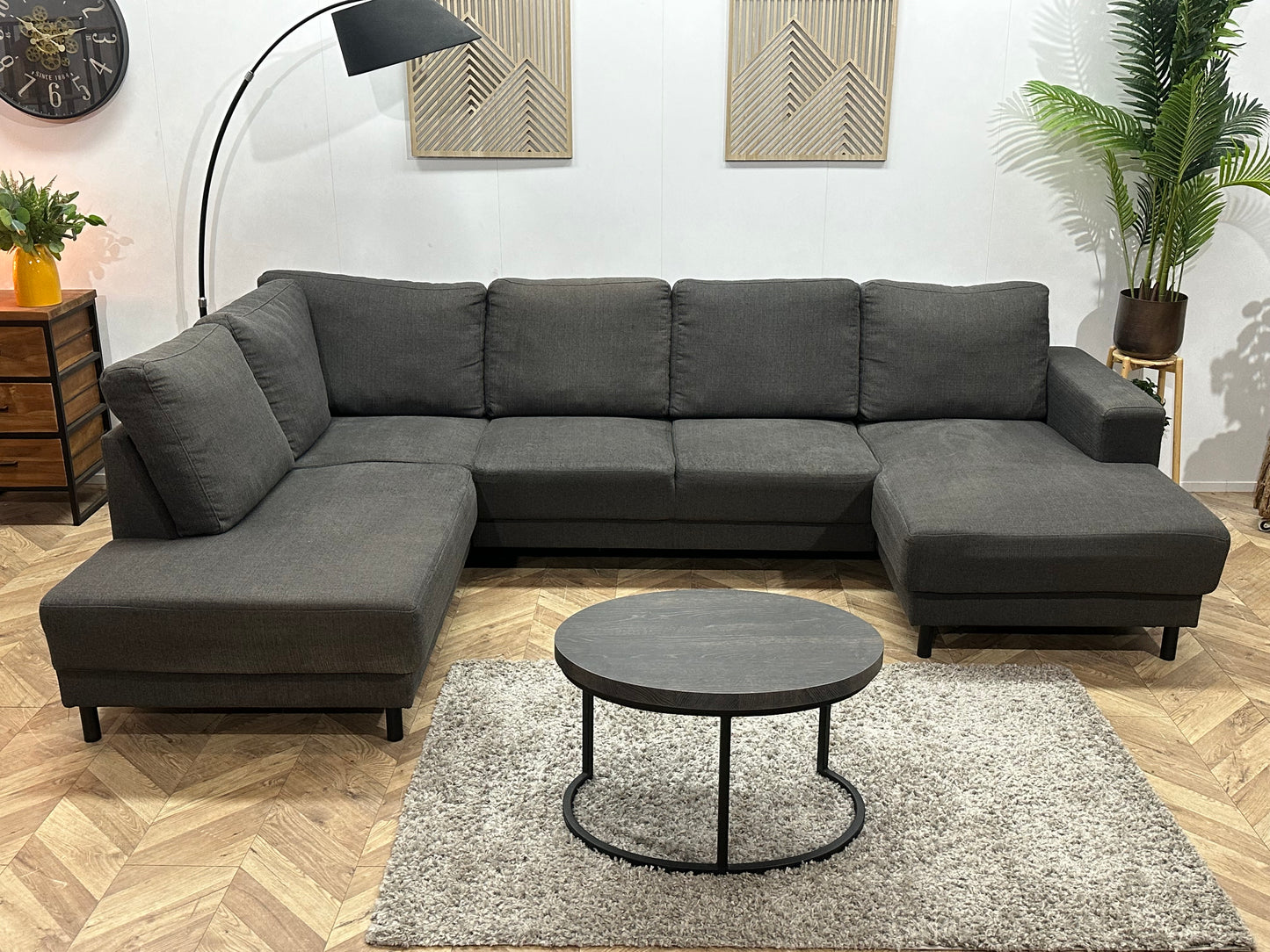 Antraciet U Bank ~ Losse Rugkussens Met Afneembare Hoezen