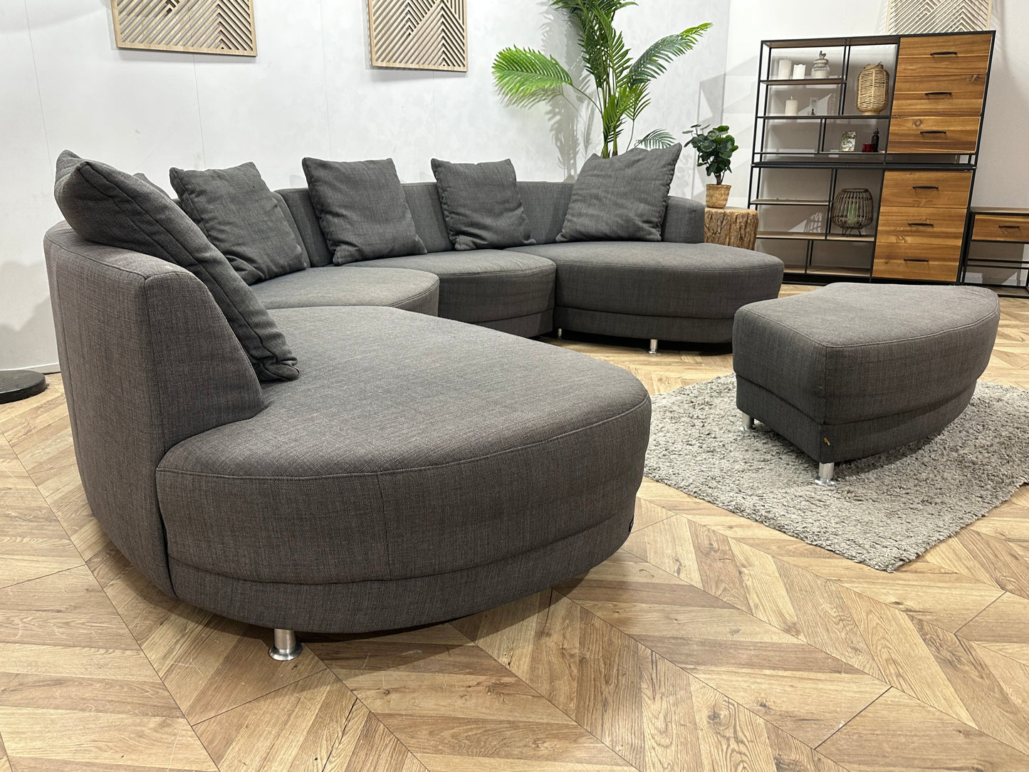Lamonta Antraciet Design U Bank Inc Hocker ~ Losse Rugkussens Met Afneembare Hoezen
