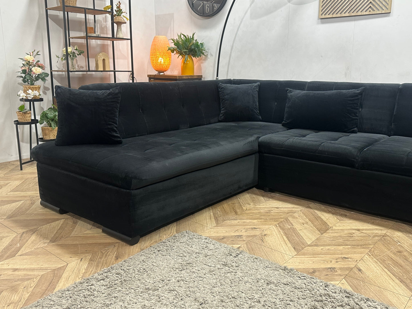 Zwarte Velvet U Bank ~ Vaste Kussens