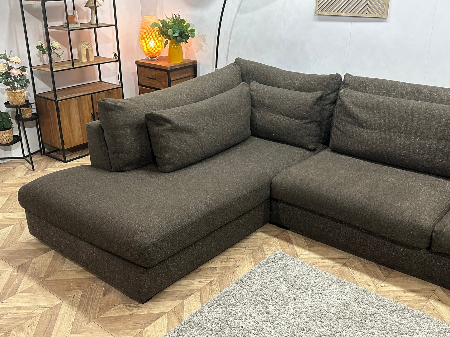 Bruine Hoekbank ~ Losse Kussens Met Afneembare Hoezen