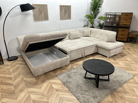 !Showroommodel! Witte/Crème Ribstof U Bank