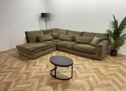 Licht Bruine Velvet Hoekbank ~ Losse Kussens Met Afneembare Hoezen