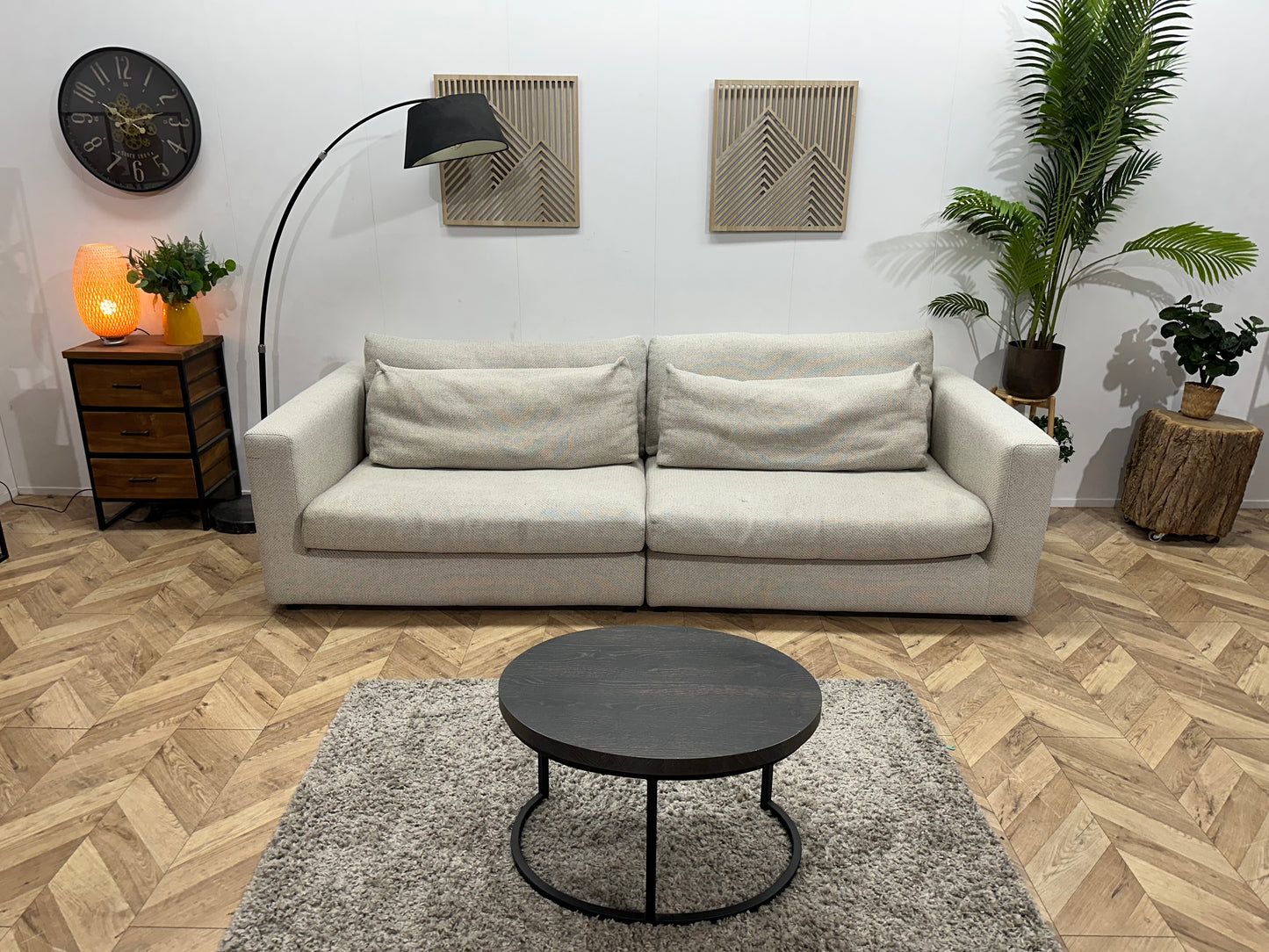 Witte Stoffen 3 Zits Bank ~ Losse Kussens Met Afneembare Hoezen