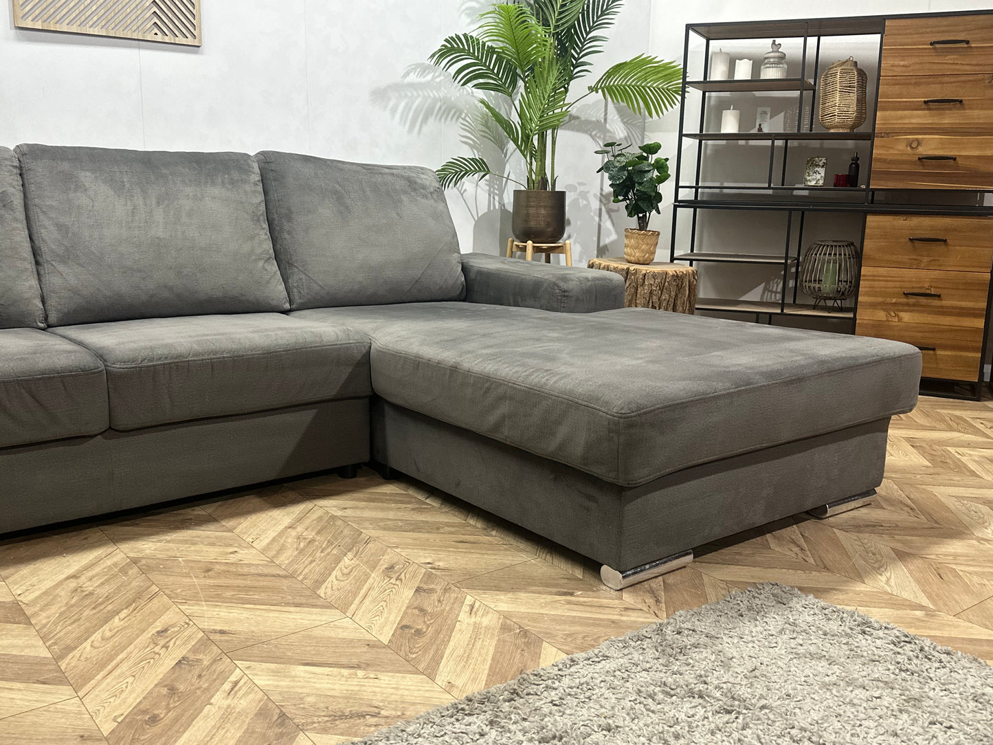 Antraciet Velvet U Bank ~ Losse Rugkussens Met Afneembare Hoezen