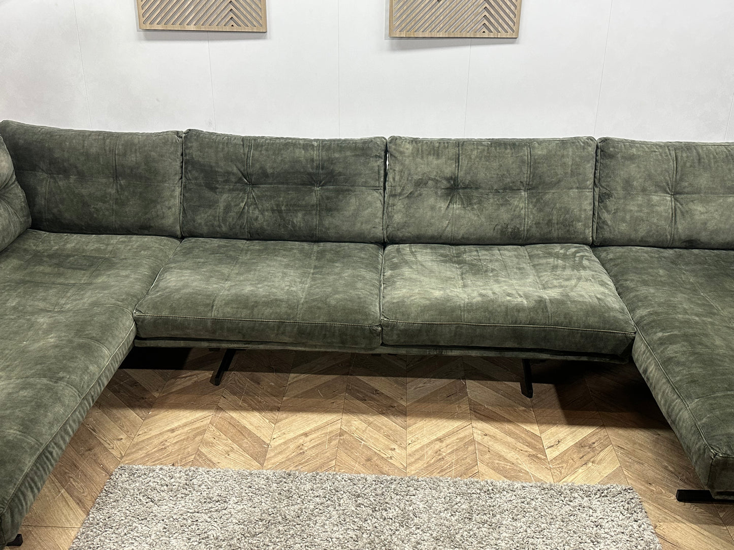 Groene Velvet U Bank ~ Losse Kussens Met Afneembare Hoezen