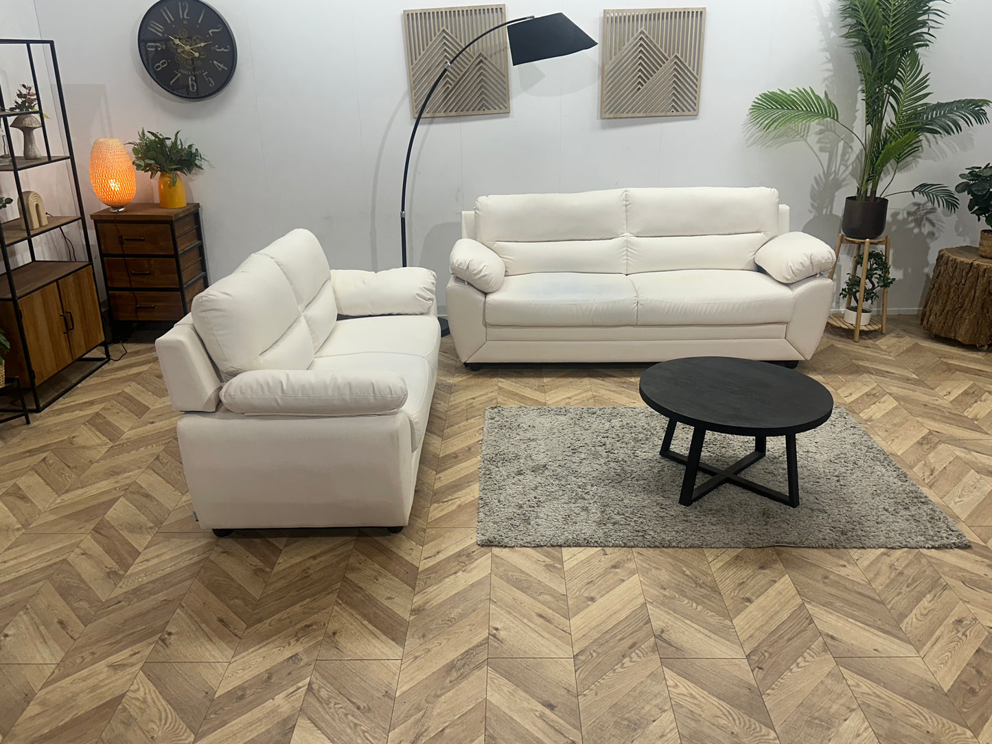 Witte Leather Look Banken Set ~ Inruilvoordeel