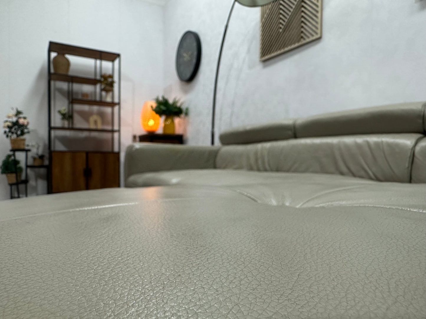 Beige Echt Lederen Hoekbank ~ Geïmpregneerd