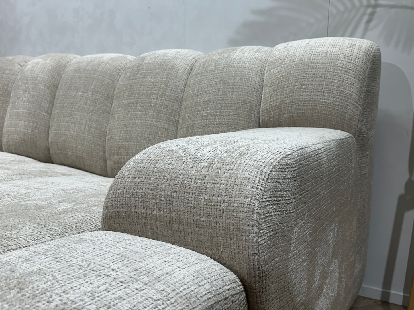 !Showroommodel! Witte/Crème Cremona Stoffen Hoekbank