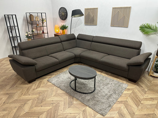 Antraciet Hoekbank ~ Verstelbare Arm/Hoofdsteunen