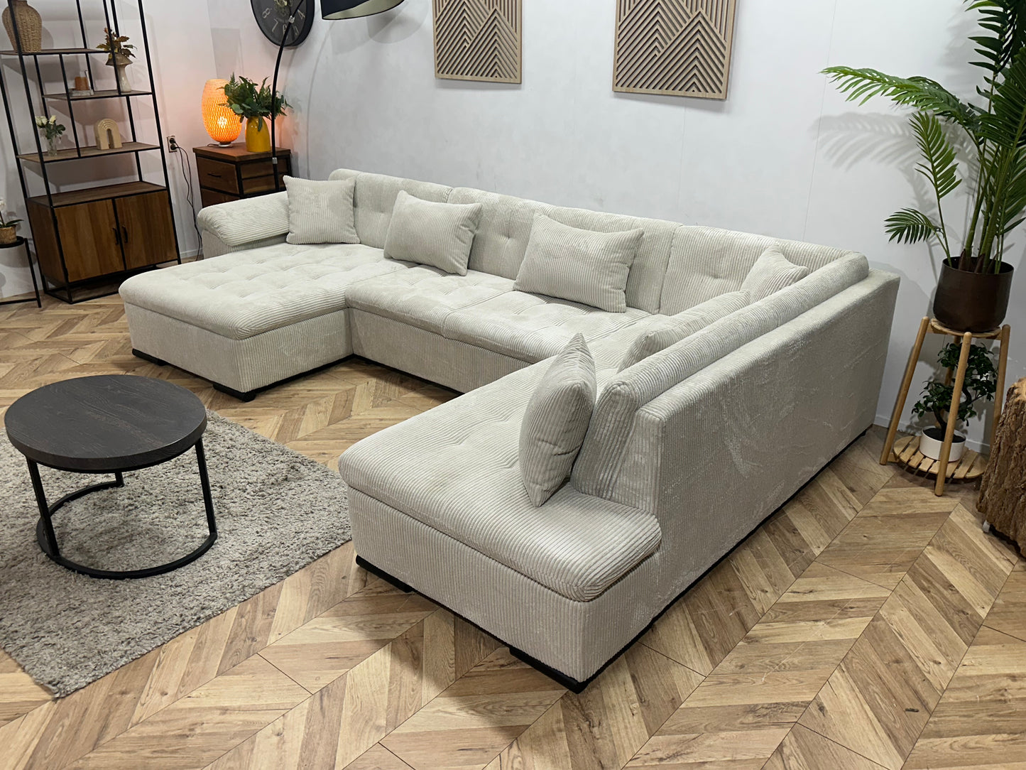 !Showroommodel! Witte Ribstof U Bank