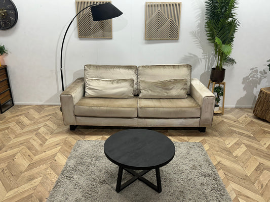 Licht Grijze / Beige Velvet 2.5-Zits Bank ~ Losse Kussens Met Afneembare Hoezen