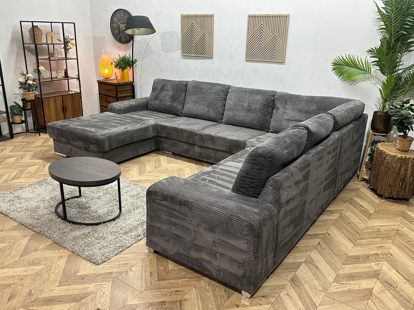 Antraciet Ribstof U Bank ~ Losse Rugkussens Met Afneembare Hoezen