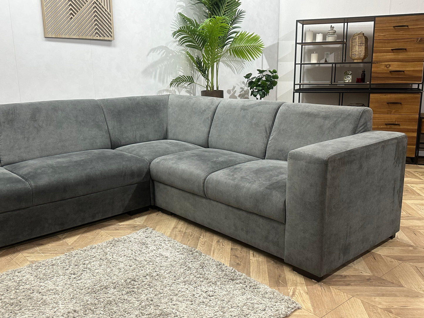 !Showroommodel! Antraciet Velvet Hoekbank