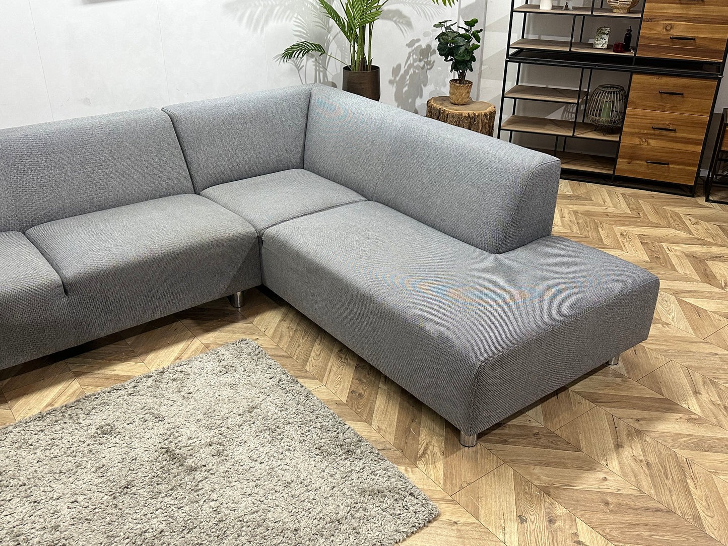 Grijze Hoekbank ~ Vaste Kussens