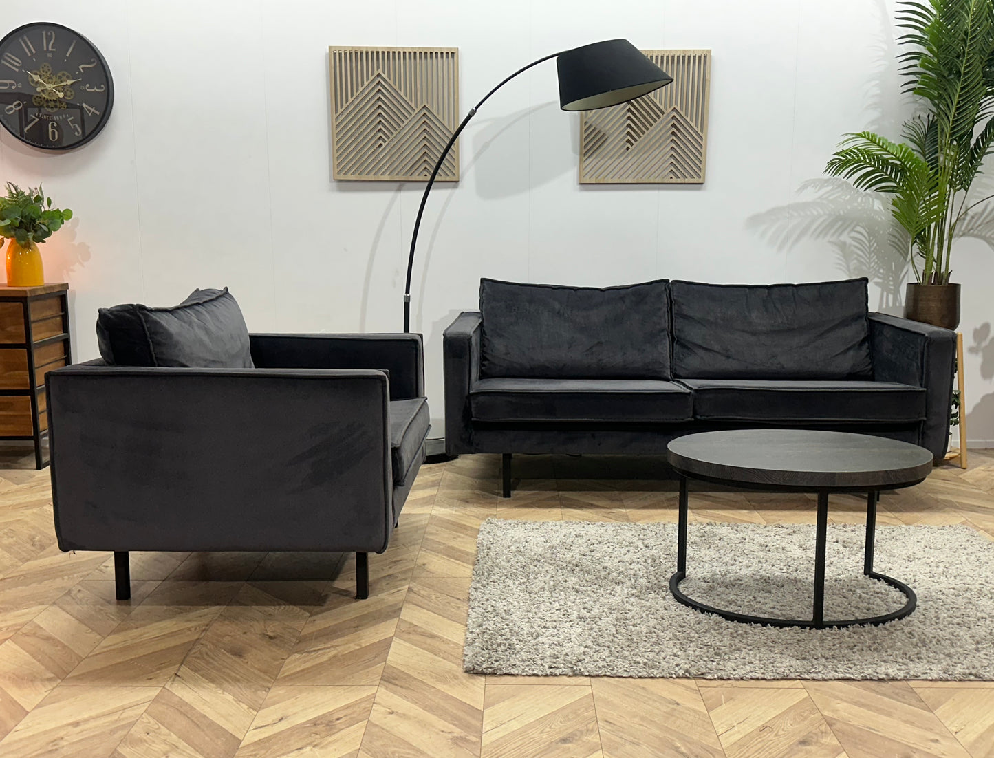 Be Pure Antraciet Velvet Banken Set ~ Losse Kussens Met Afneembare Hoezen