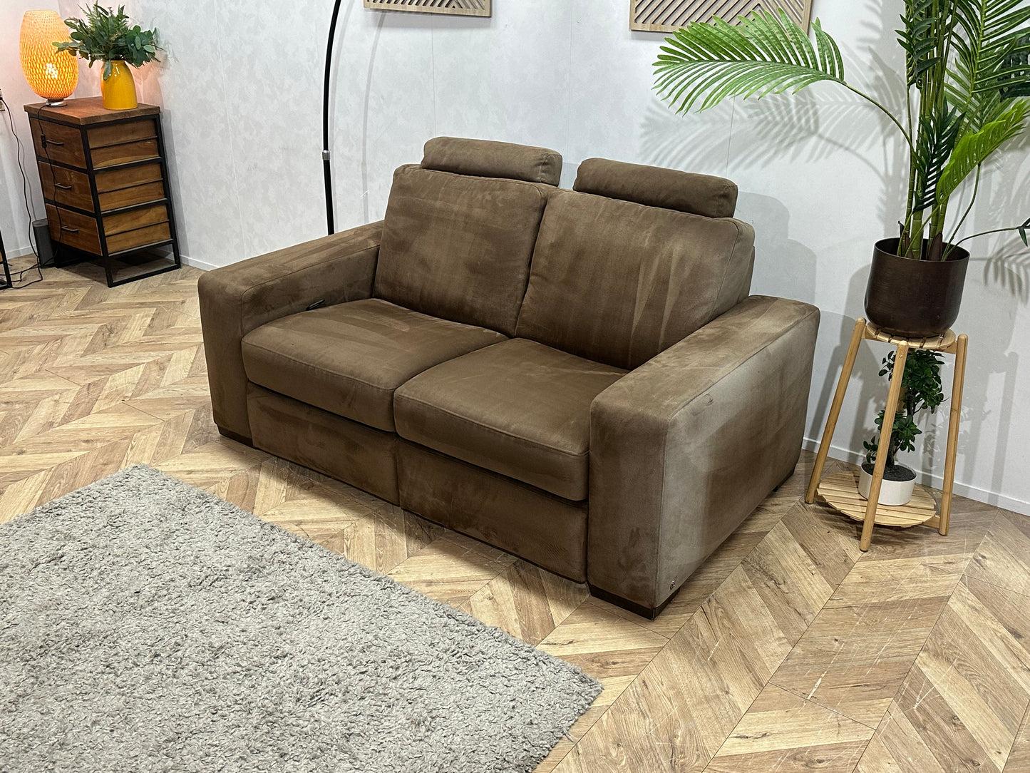 Bruine Velvet 2.5-Zits Bank ~ Relaxfunctie