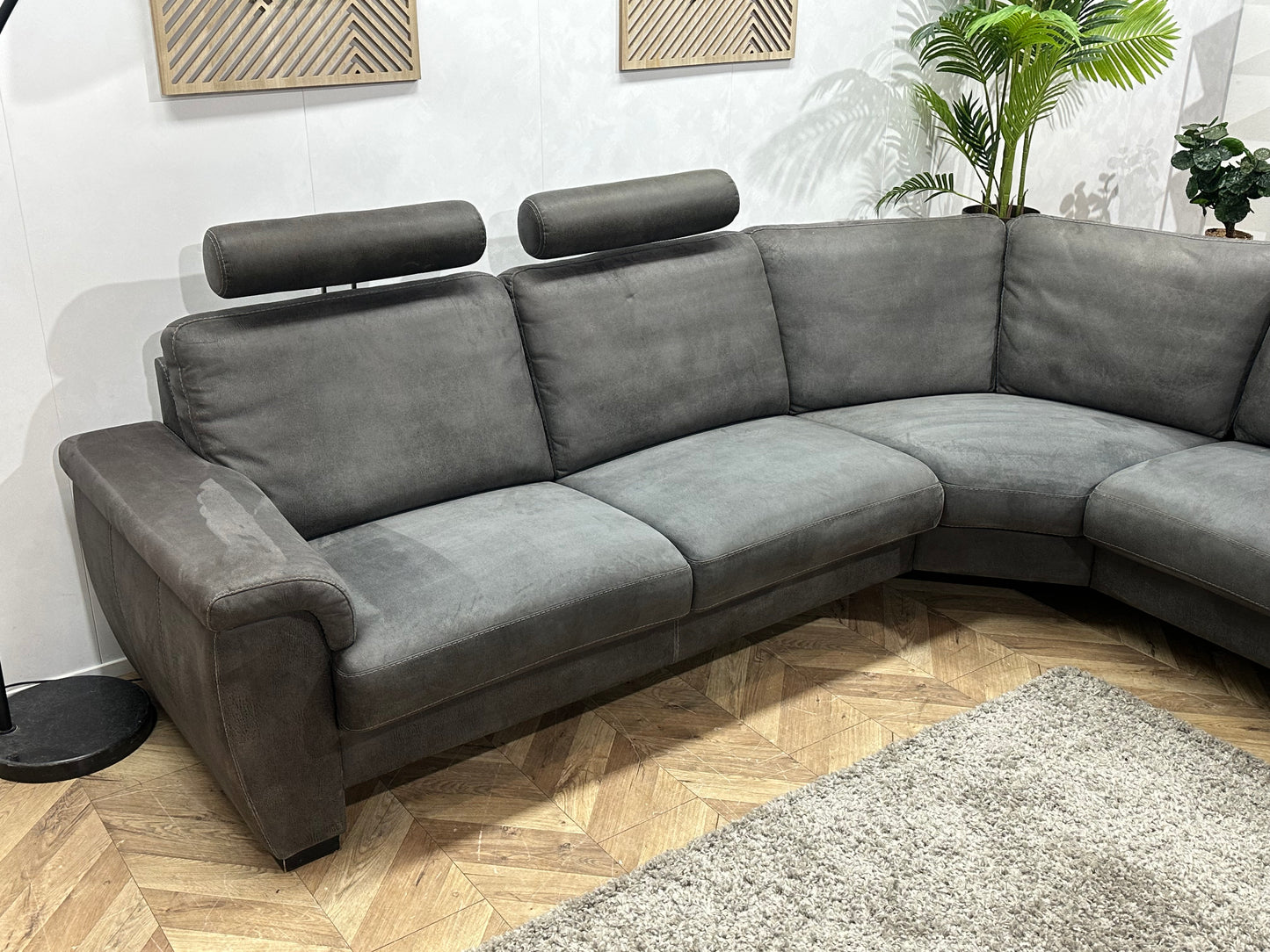 Antraciet Suède Stoffen Hoekbank ~ Vaste Kussens