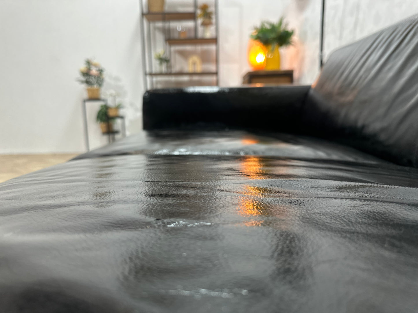 Zwarte Echt Lederen 2.5-Zits Bank ~ Geïmpregneerd