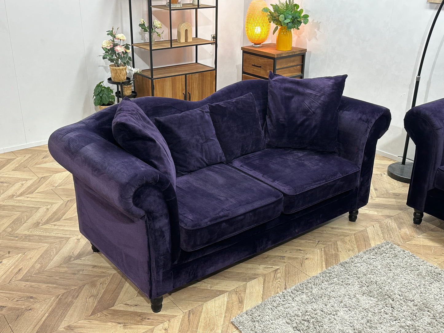 Paarse Velvet Banken Set ~ Losse Kussens Met Afneembare Hoezen