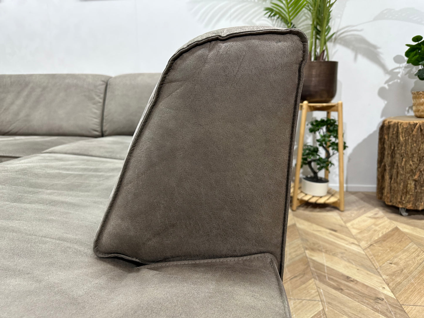 Groene Suède Lederen Hoekbank ~ Vaste Kussens