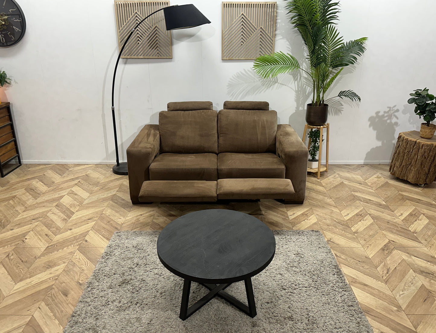 Bruine Velvet 2.5-Zits Bank ~ Relaxfunctie
