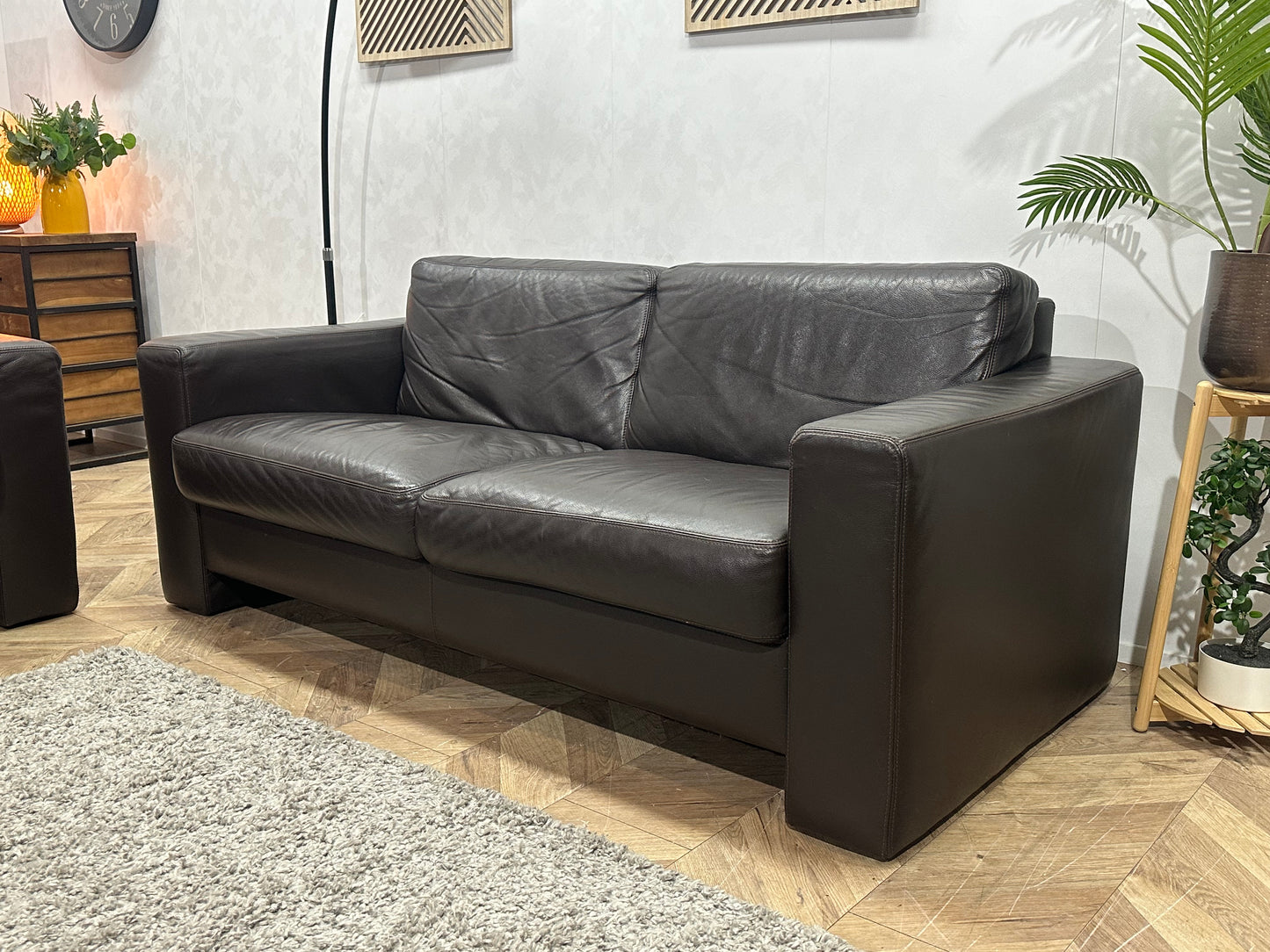 Bruine Echt Lederen Banken Set ~ Vaste Kussens