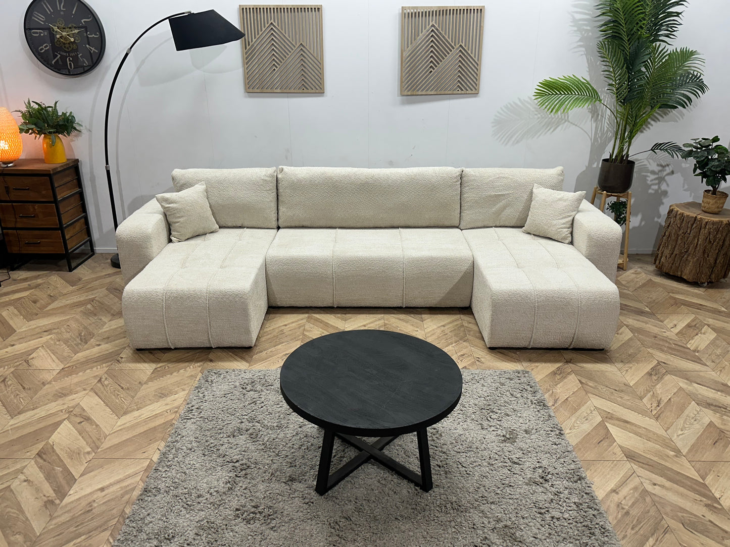 !Showroommodel! Witte Bouclé Stoffen U Bank