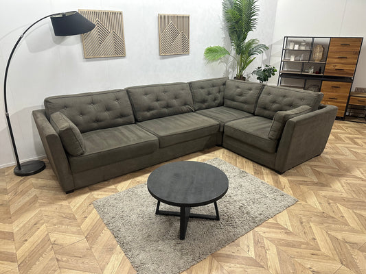 Antraciet Suède Stoffen Hoekbank ~ Losse Kussens Met Afneembare Hoezen