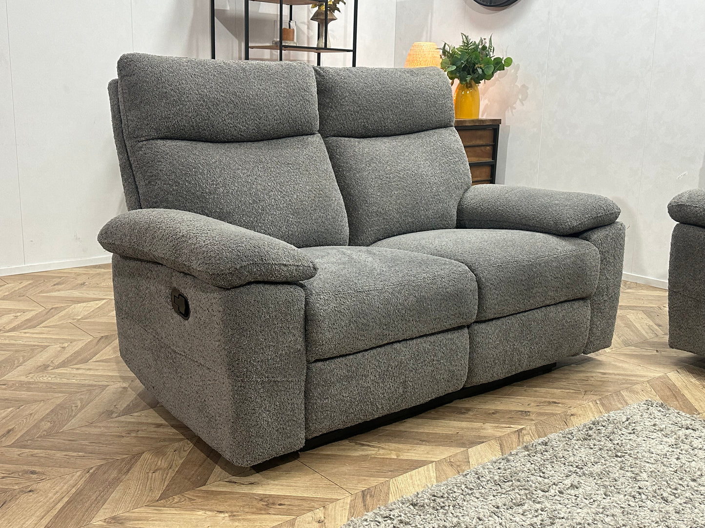 Grijze Bouclé Stoffen Banken Set ~ Relaxfunctie