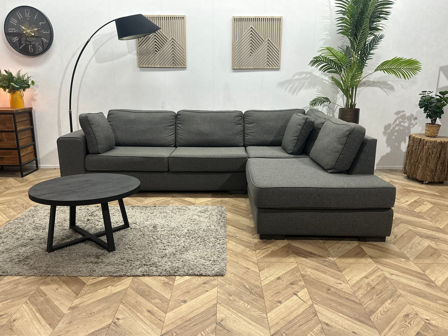 Antraciet Suède Stoffen Hoekbank ~ Nieuwstaat