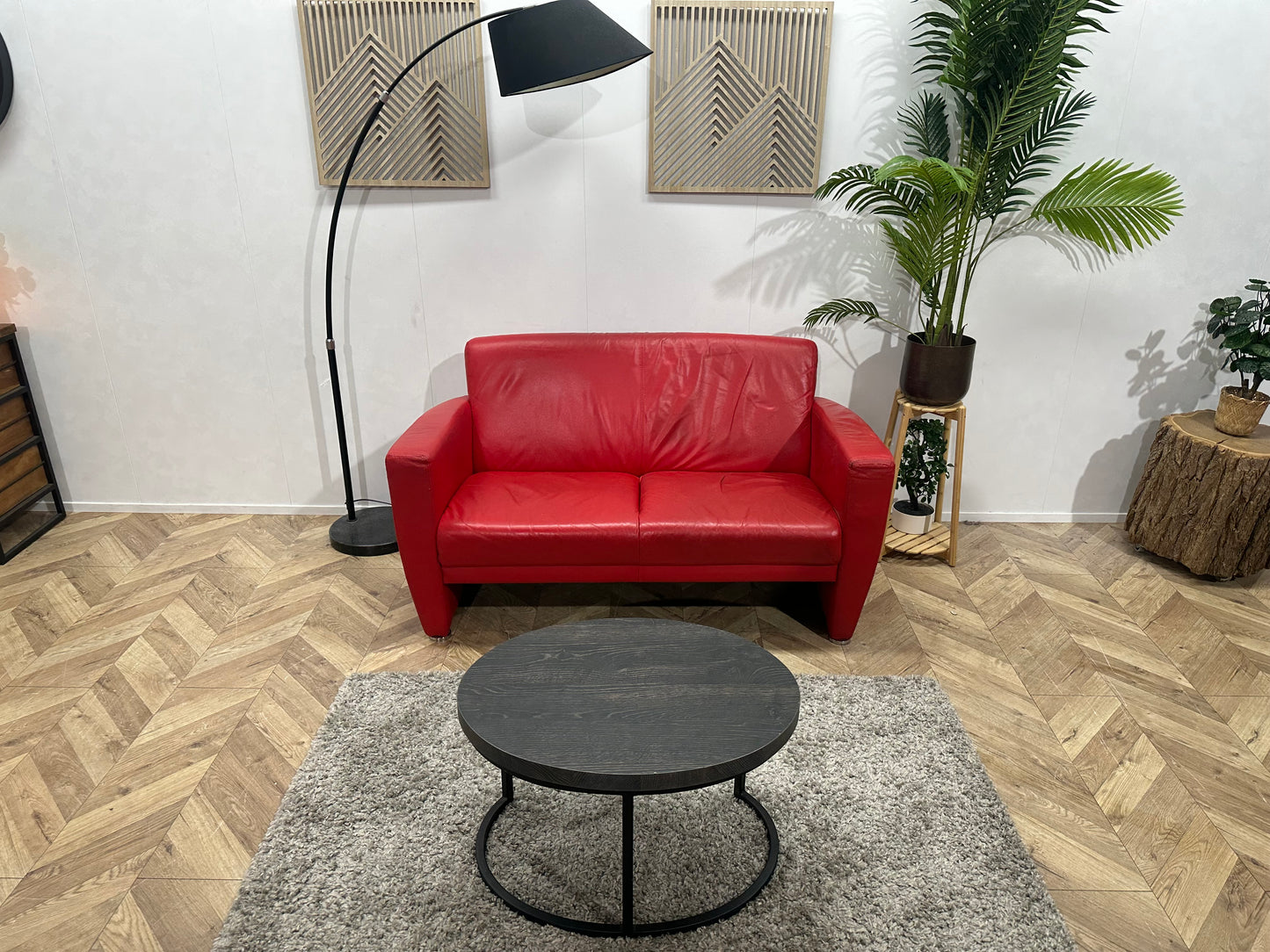 Montèl Rode Echt Lederen 2-Zits Bank ~ Inruilvoordeel