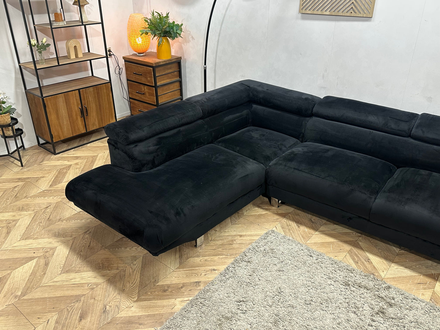 Zwarte Velvet Hoekbank ~ Inruilvoordeel