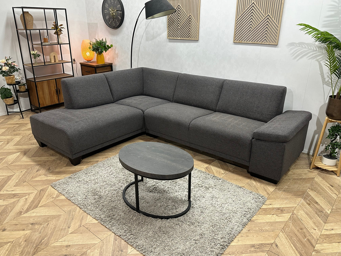 Antraciet Hoekbank ~ Verstelbare Armsteun