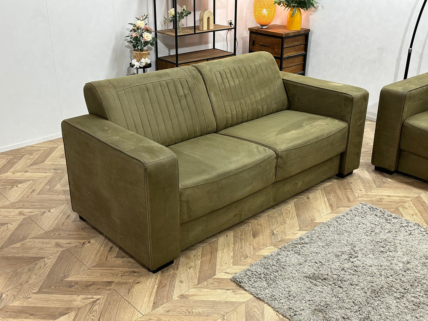 Groene Suède Stoffen Banken Set ~ Vaste Kussens