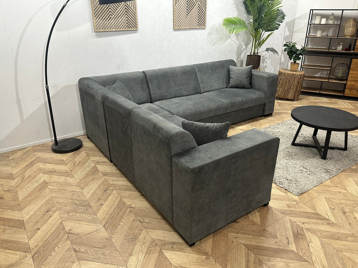 !Showroommodel! Grijze Velvet Hoekbank