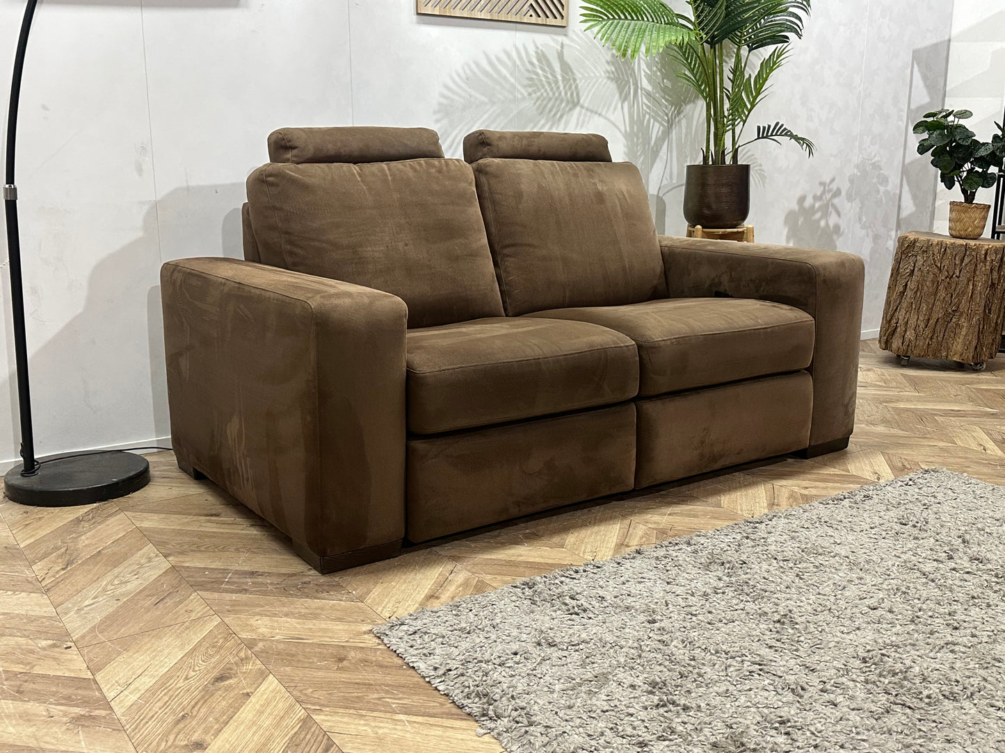 Bruine Velvet 2.5-Zits Bank ~ Relaxfunctie