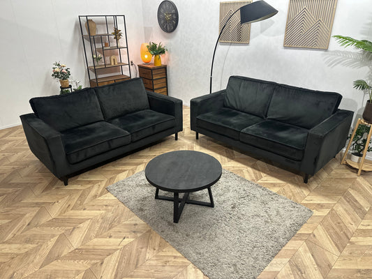 Woood Antraciet Velvet Hoekbank ~ Losse Kussens Met Afneembare Hoezen