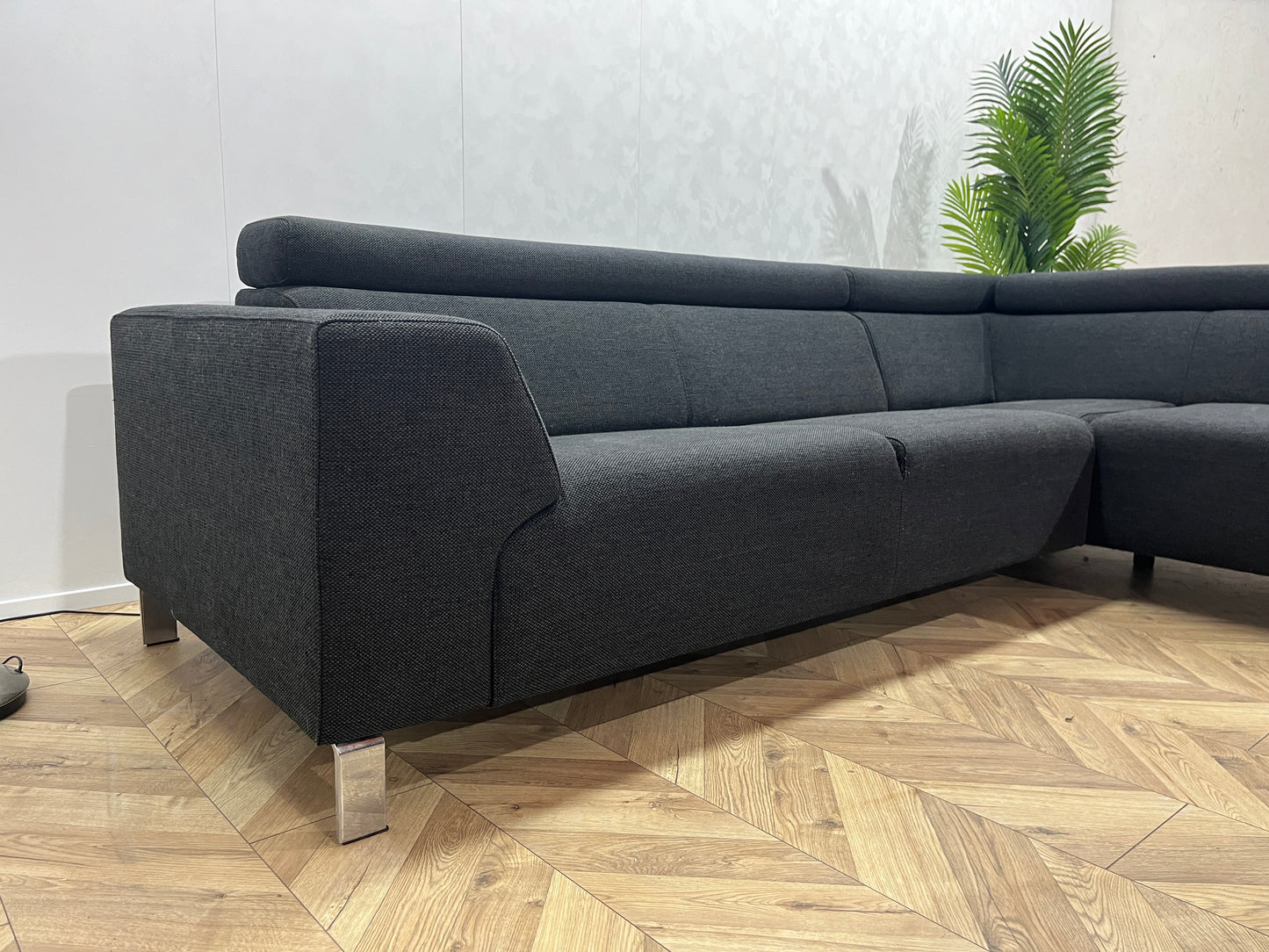 IN.HOUSE Zwarte Hoekbank ~ Verstelbare Hoofdsteunen