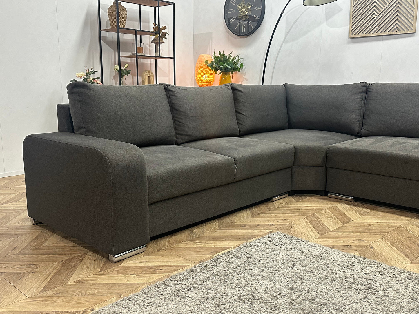 !Showroommodel! Antraciet Suède Stoffen U Bank