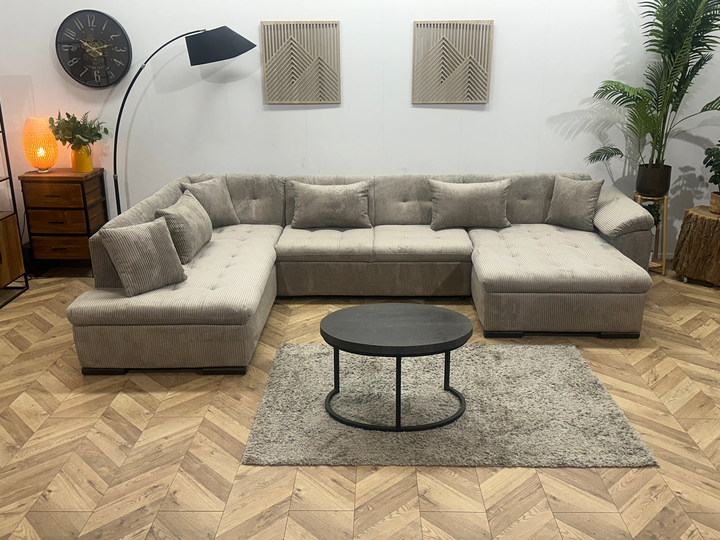 !Showroommodel! Licht Bruine Ribstof U Bank