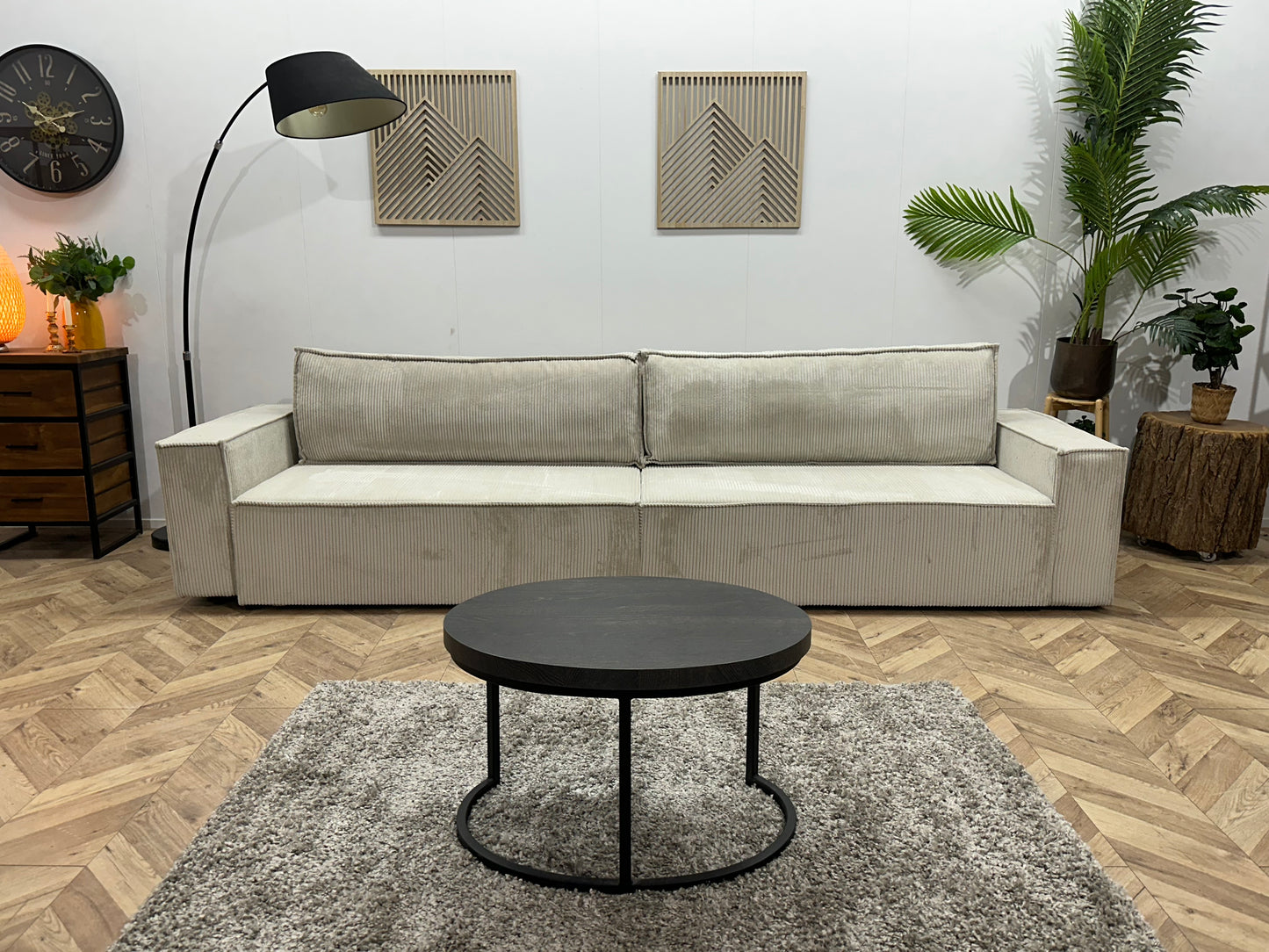 !Showroommodel! Witte Ribstof 4-Zits  Bank