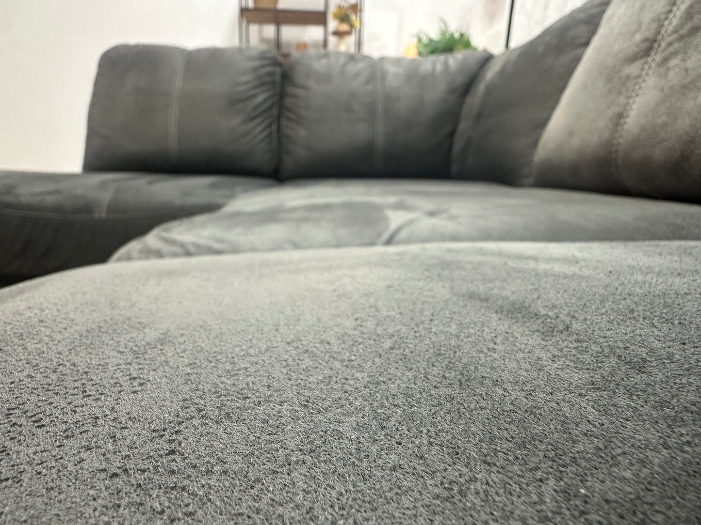 Antraciet Suède Stoffen Hoekbank ~ Verstelbare Armsteun