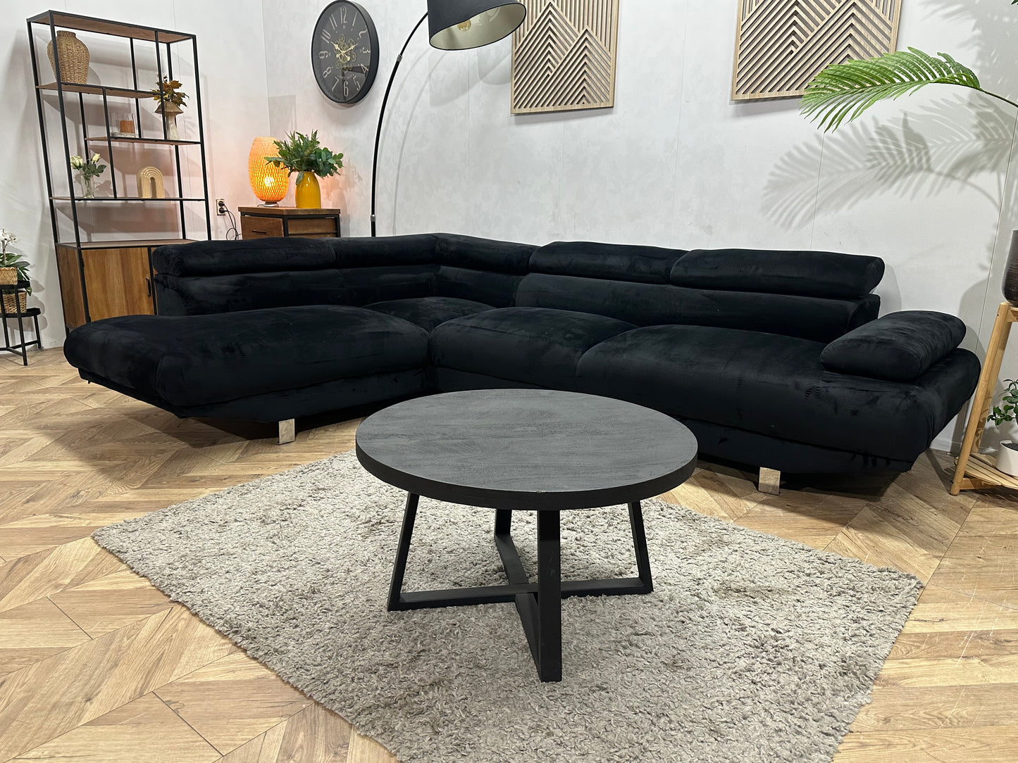 Zwarte Velvet Hoekbank ~ Inruilvoordeel