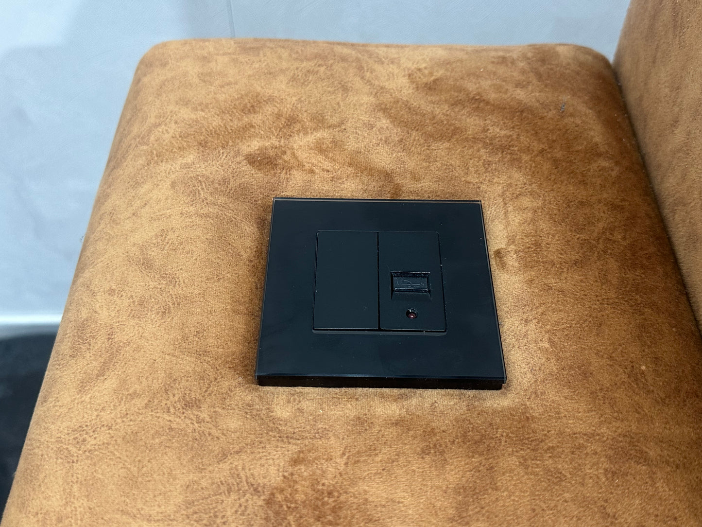 Cognac Bruine Velvet Banken Set ~ USB-Functie