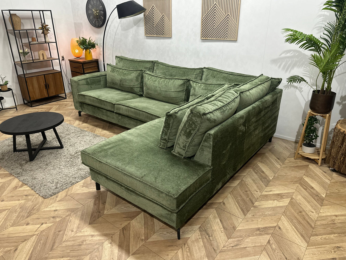 Groene Cremona Stoffen Hoekbank ~ Nieuwstaat