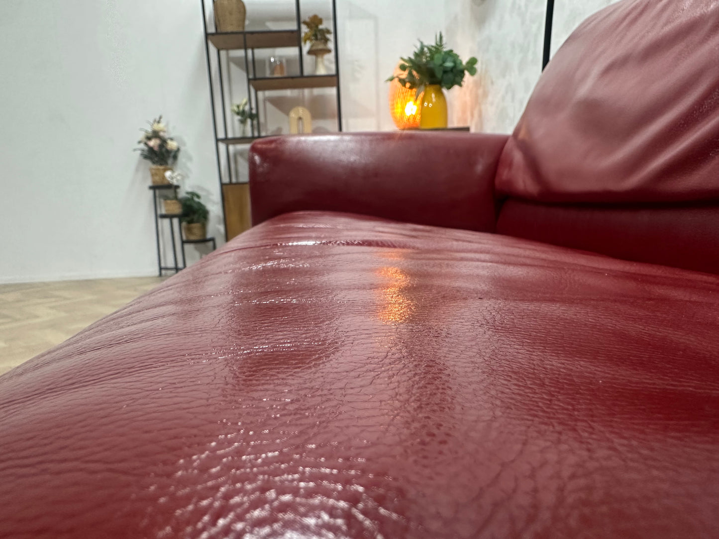 Jori Rode Echt Lederen 2.5-Zits Bank Inc Hockers ~ Geïmpregneerd